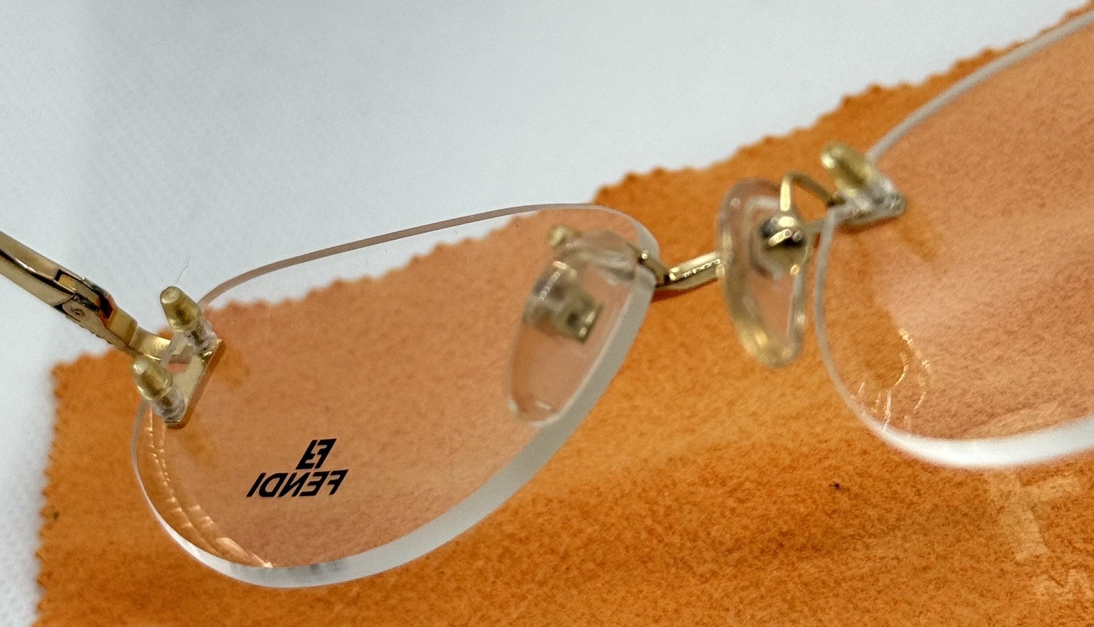 Fendi FN266 Rimless Eyeglasses Frames Gold 53□17 135 Made in Italy w/ Case