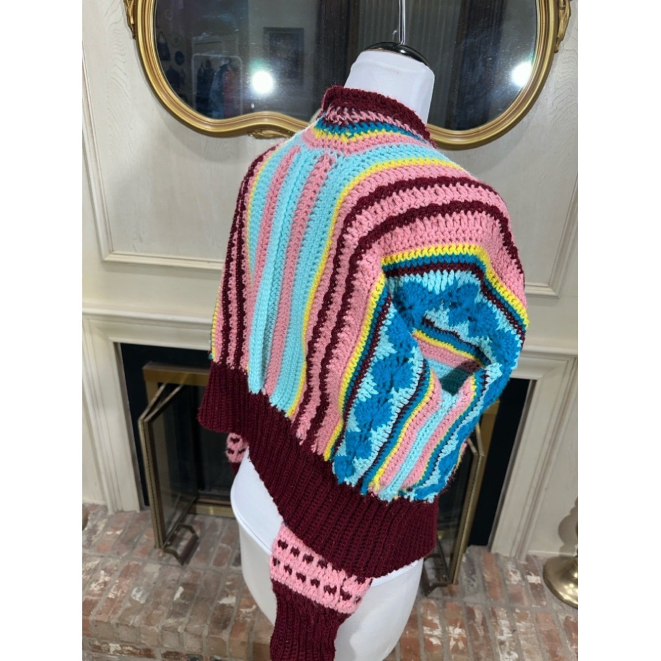 Unbranded Handmade Vintage Crochet Cardigan Multi-Color Grannycore Kitschy