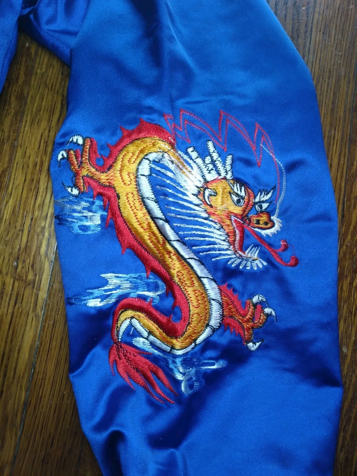Vintage Embroidered Far East Tour Japan Satin Jacket Dragon XL War Tiger Korea