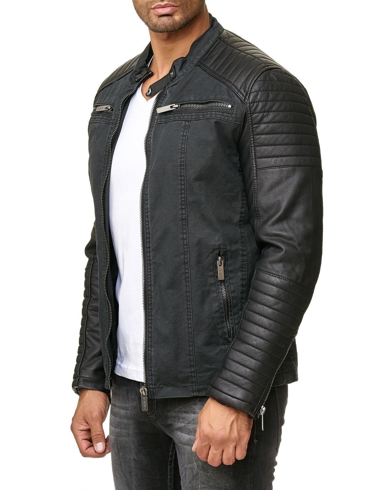 Redbridge men’s between-seasons jacket biker jacket faux leather cotton TRBC M6070