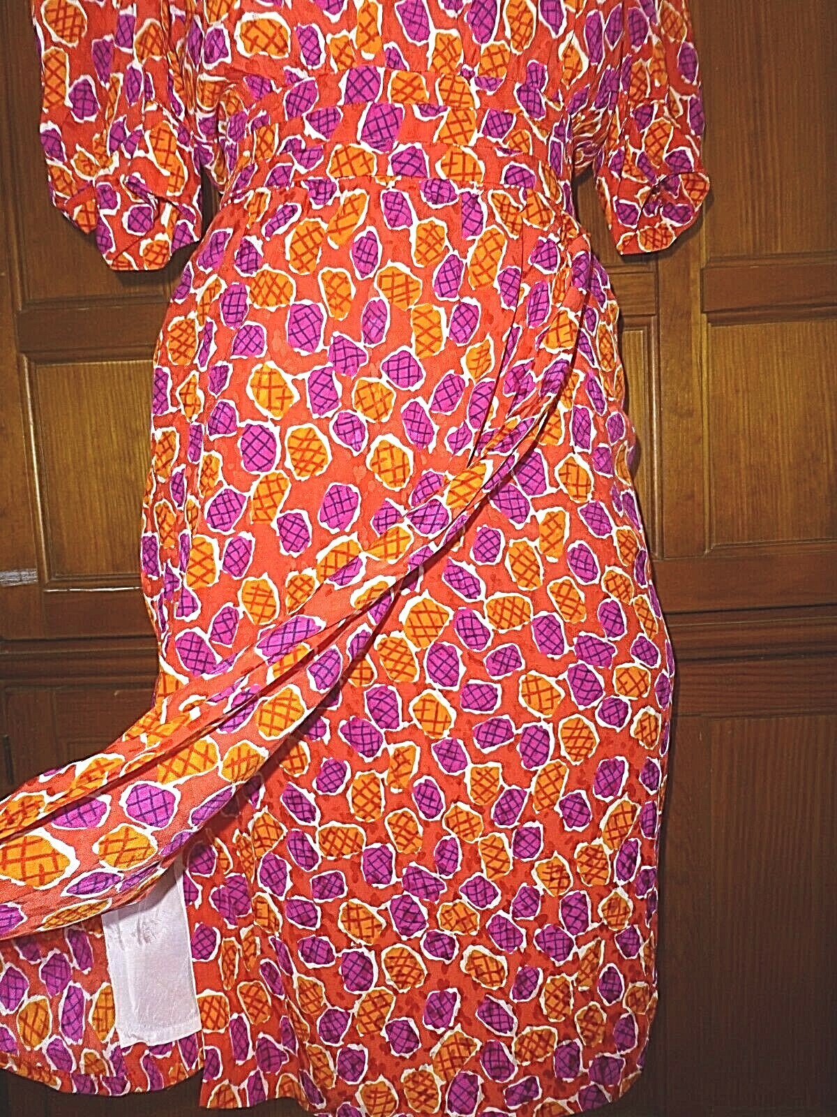Vtg 80s ESCADA Margaretha Ley SILK Faux Wrap Skirt Pockets Sheath Cocktail DRESS