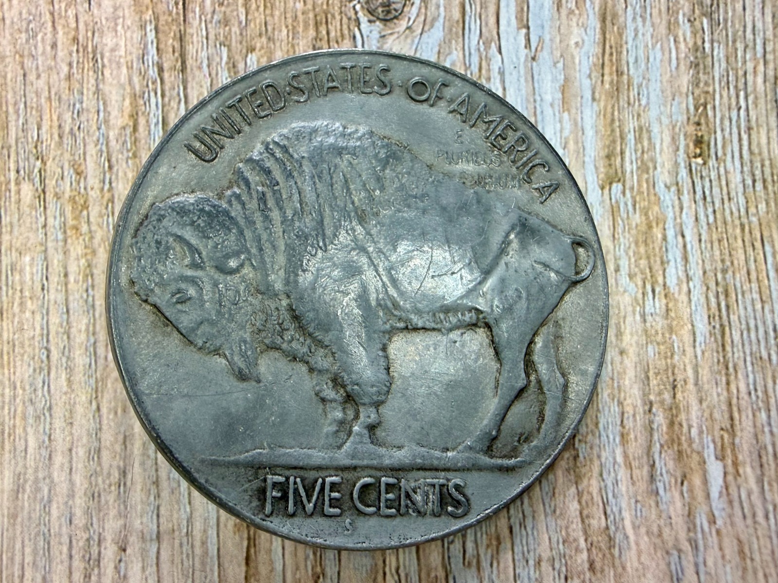 United States of America Buffalo Bison Nickel Five Cents Silver Tone Belt Buckle