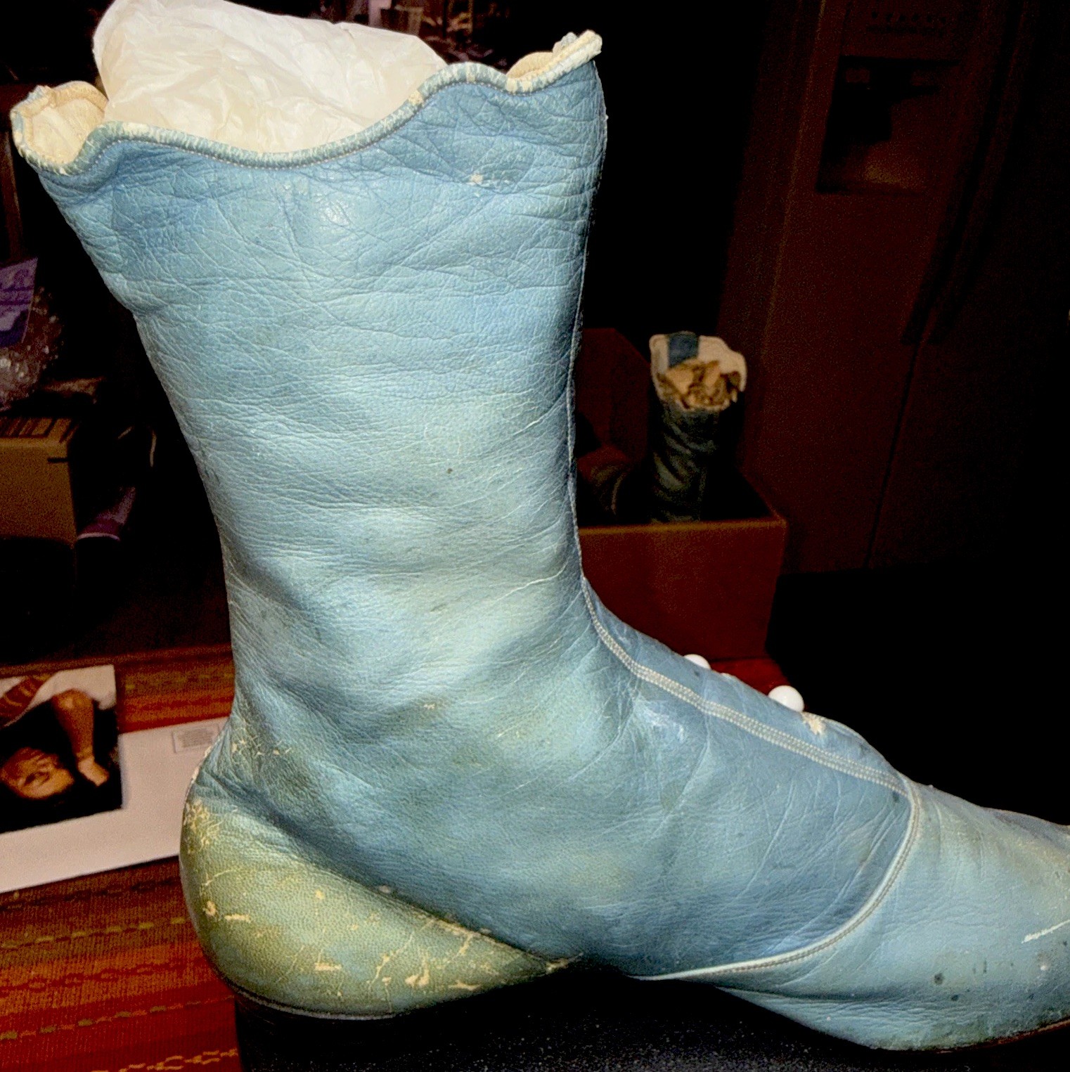 Antique Victorian Light Blue Leather 9 Button Children’s Boots RARE FIND