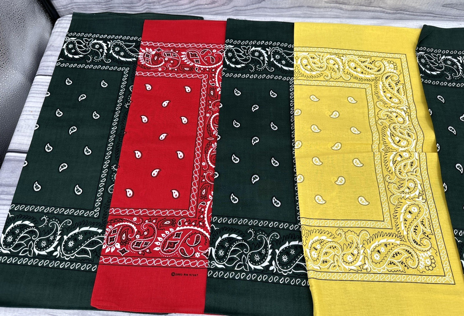 LOT OF 6 VINTAGE 100% COTTON BANDANAS / HANKERCHIEFS-MULTI COLOR-BRAND NEW *2