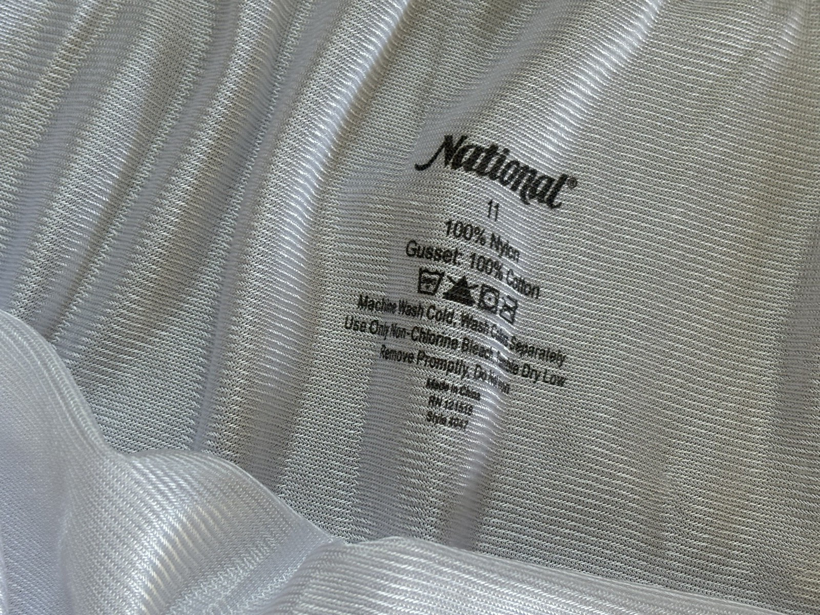 NATIONAL 11/4XL Snow WHITE Shiny Satin Nylon Blend Full Brief Panties #4047