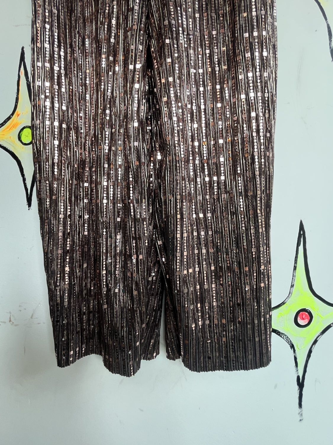 Metallic Gold Y2K Does 70s Disco Wide Leg Party Jumpsuit Retro Clubwear S/M
