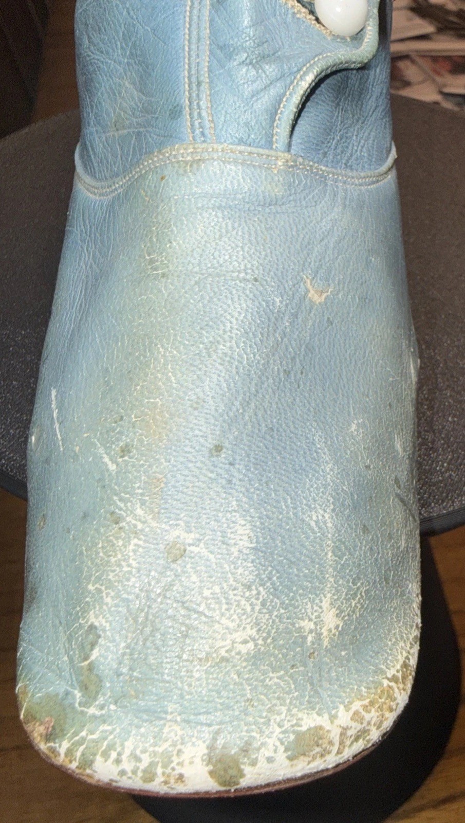 Antique Victorian Light Blue Leather 9 Button Children’s Boots RARE FIND