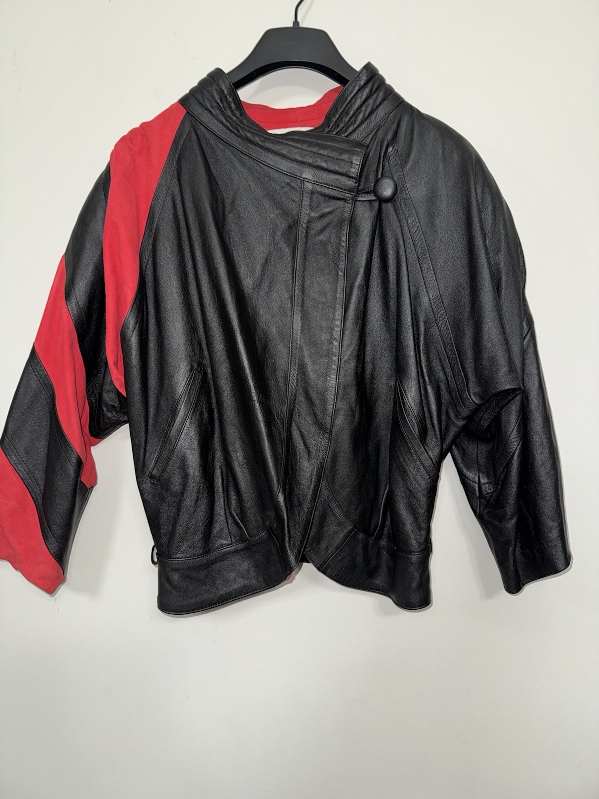 Vintage G Paolo Valentini Italian Leather Jacket 80s Asymmetrical Avant Garde 38