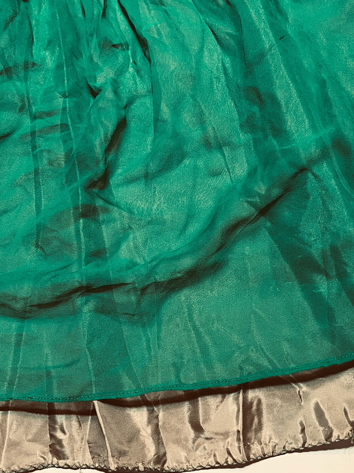 VTG 50s Emerald Green Cocktail Dress Bains Las Vegas Rhinestone Spaghetti Straps