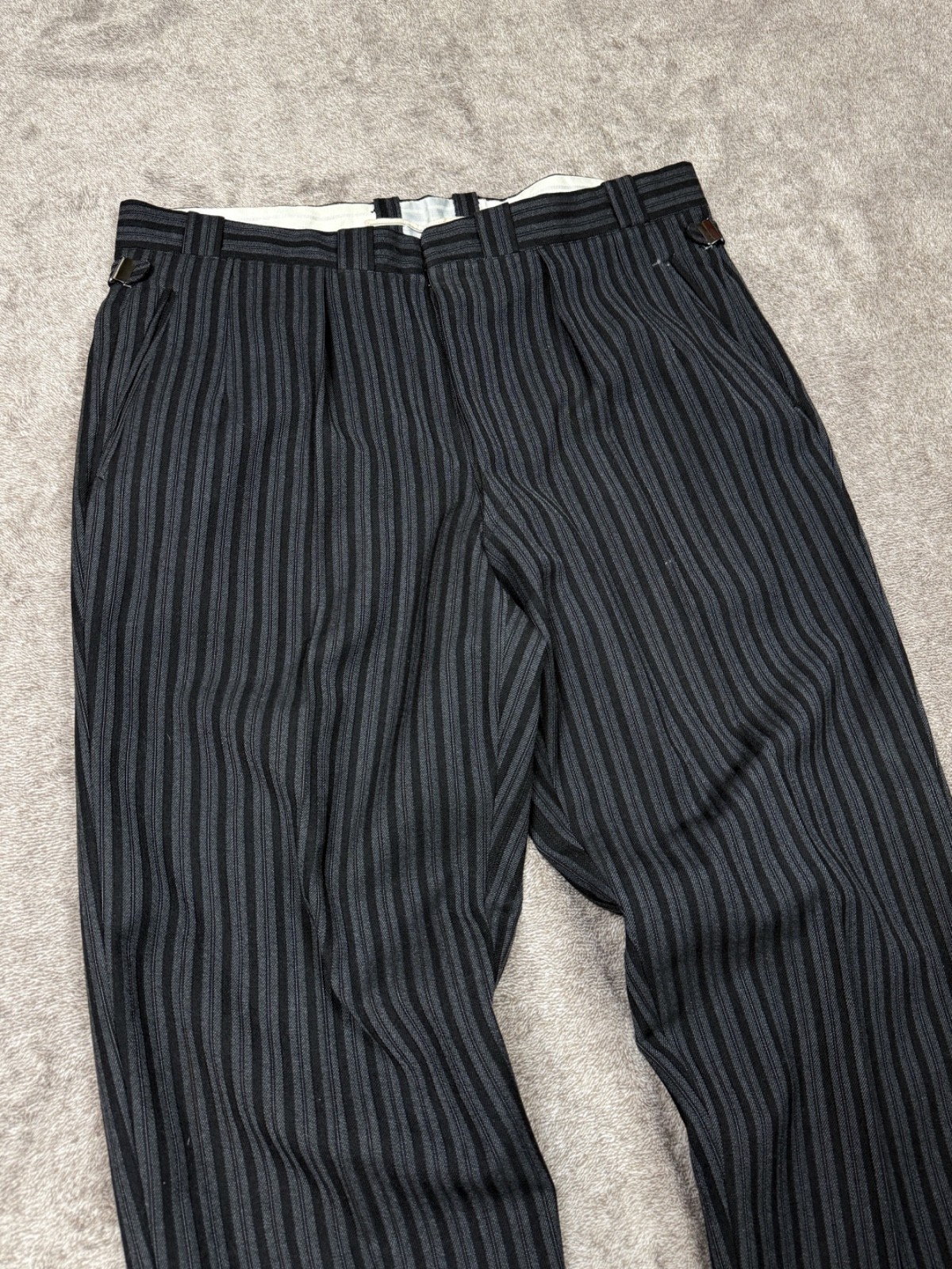 Vintage 1950’s European Morning Fishtail Suspender Buckle Stripped Trouser Pants