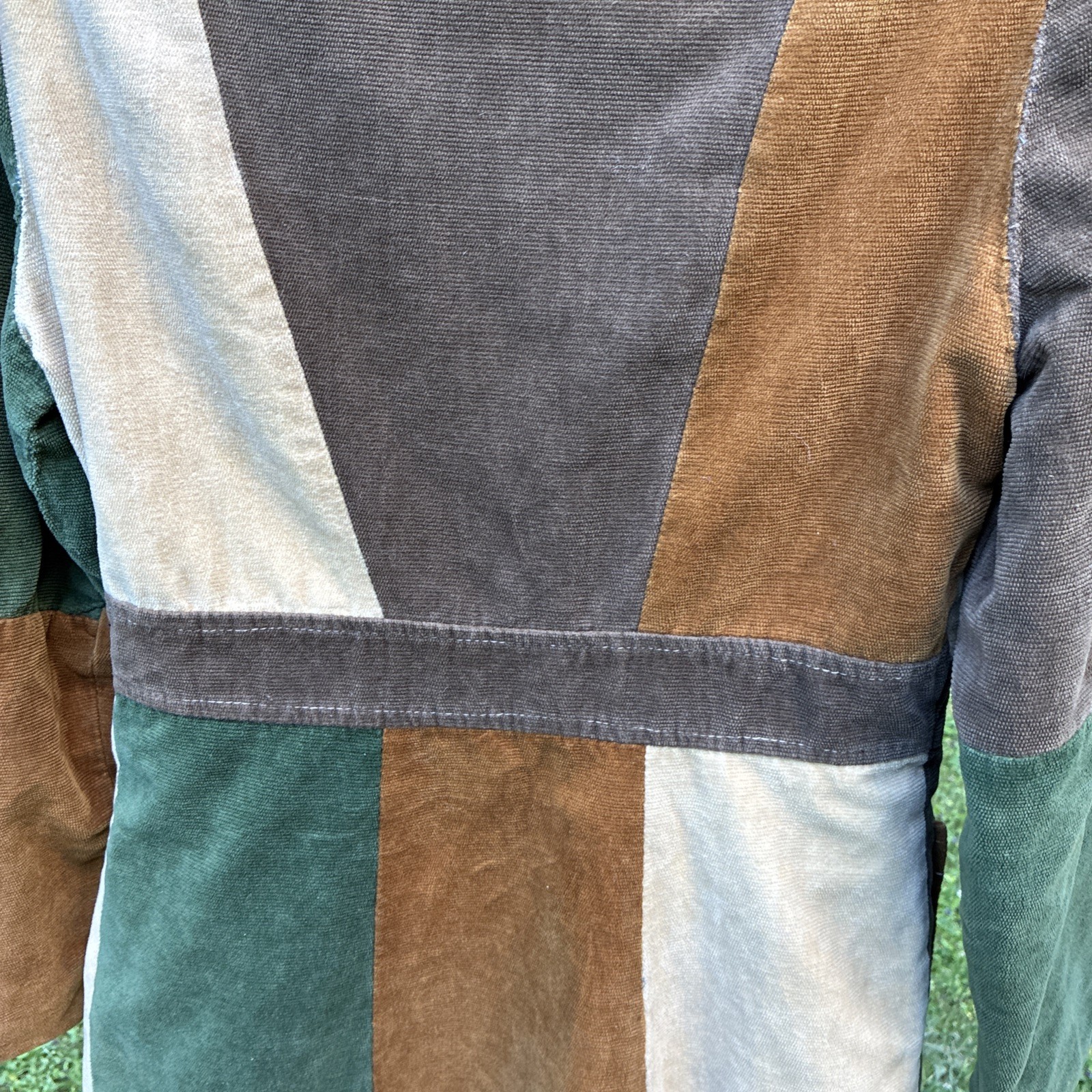 Vintage Corduroy Patchwork Coat / Jacket Size S .. Very Fun & Unique