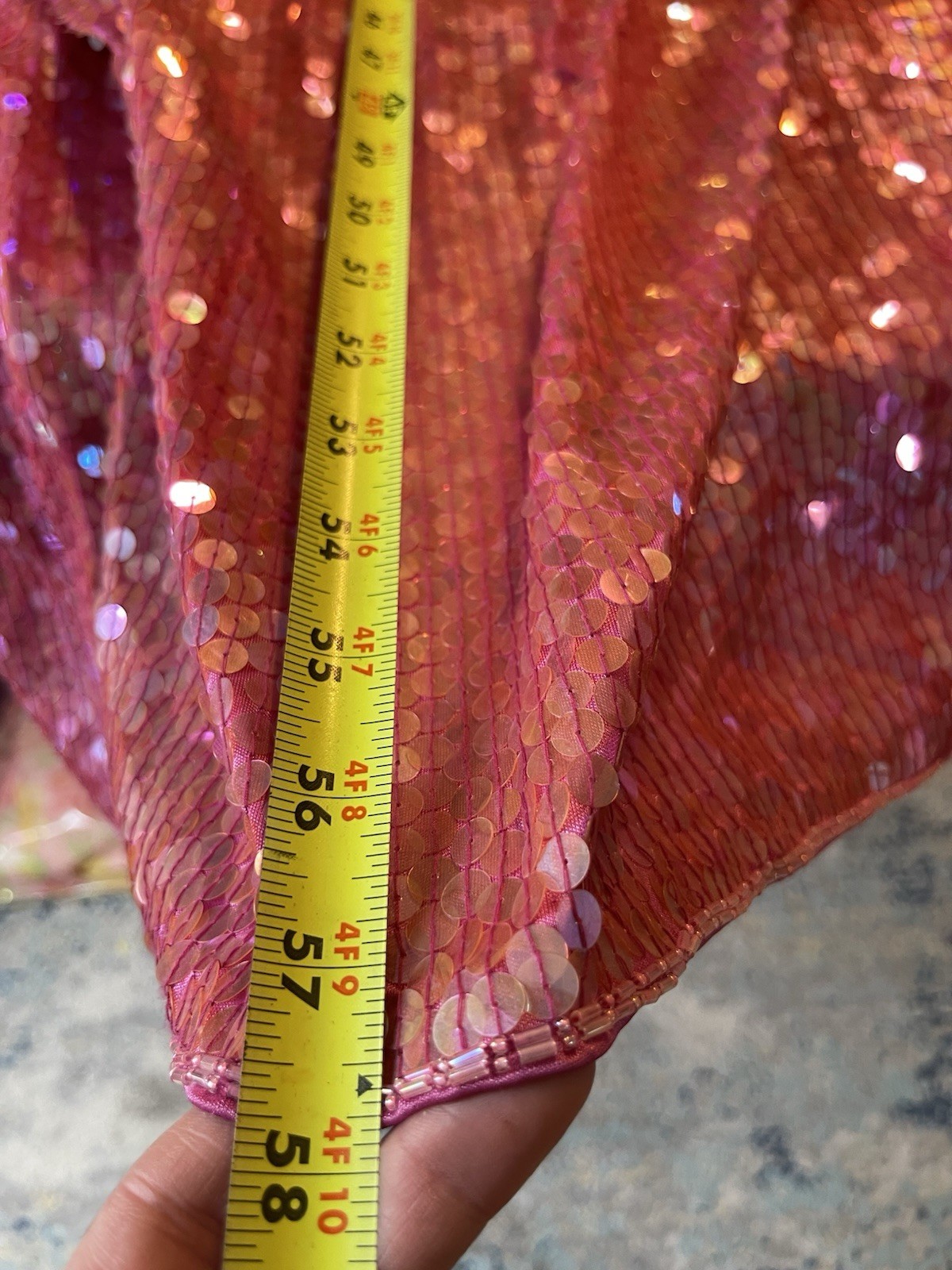 Vintage Nadine Pink Sequin Maxi Gown Size Medium 1980s Prom Special Occasion
