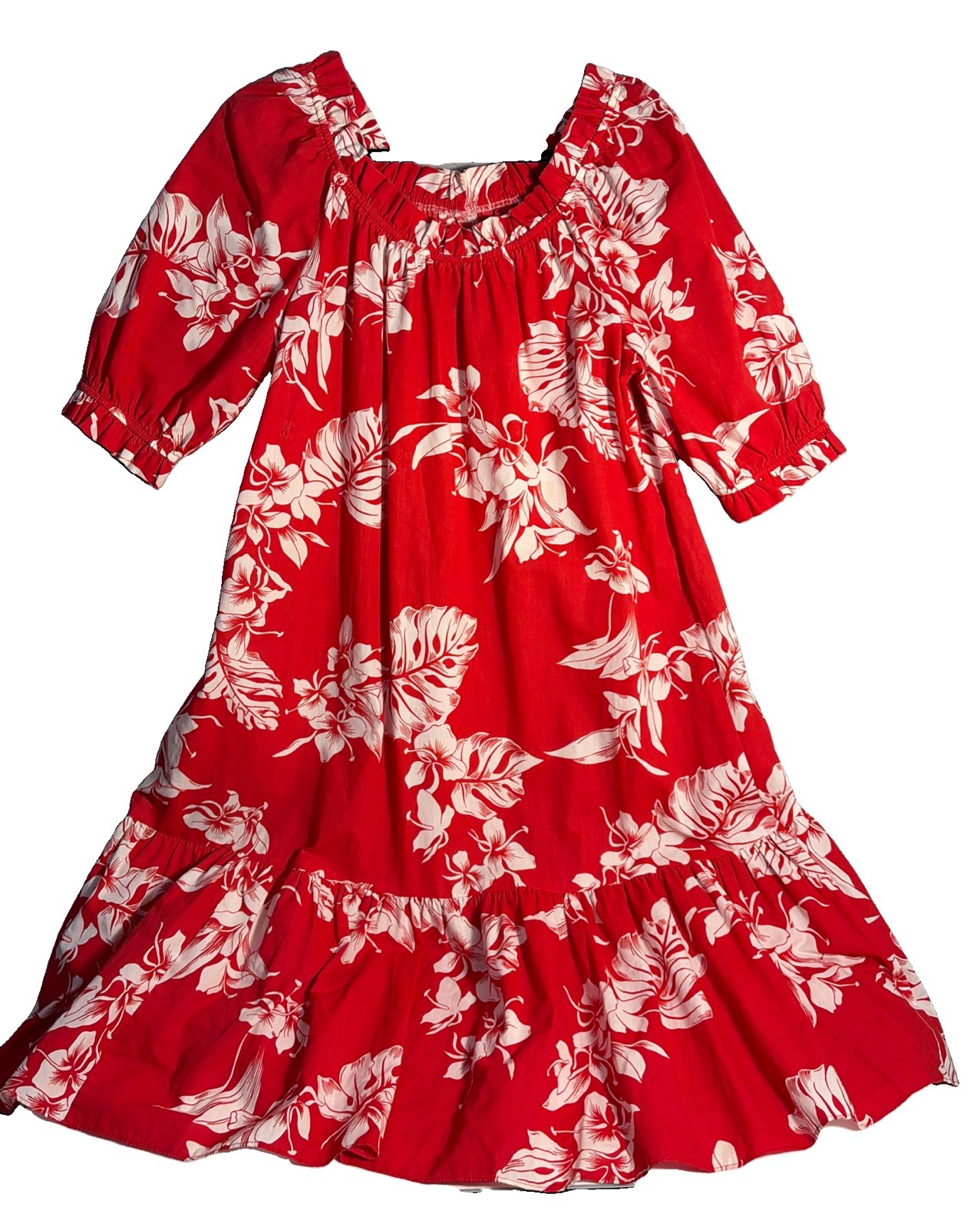 Vintage Hilo Hattie Red Muumuu – Made Only in Hawaii Size Medium. *Flaw, Read*