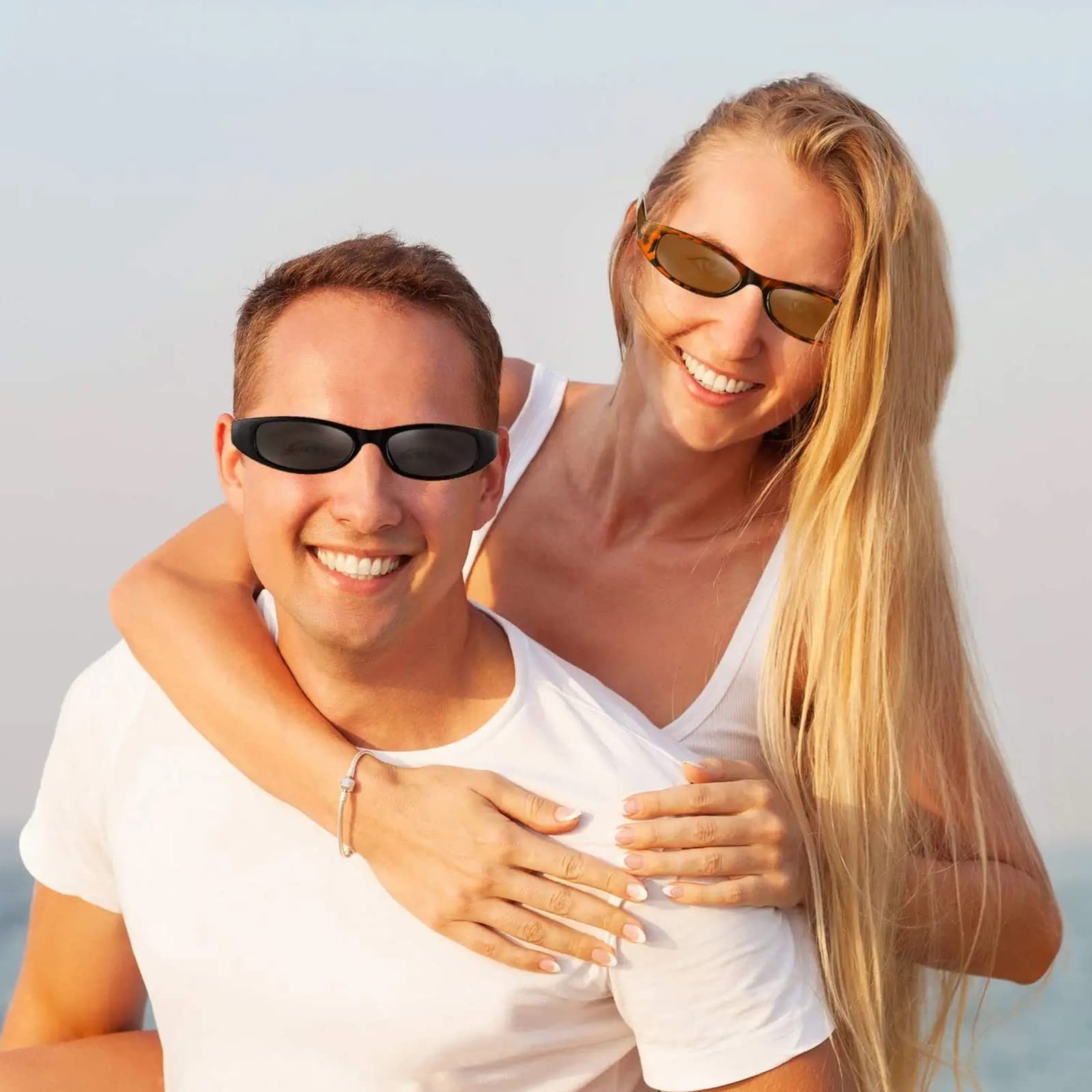 Frienda 3 Pair Retro Oval Sunglasses for Women Men 90s Skinny Glasses Y2k Tre…