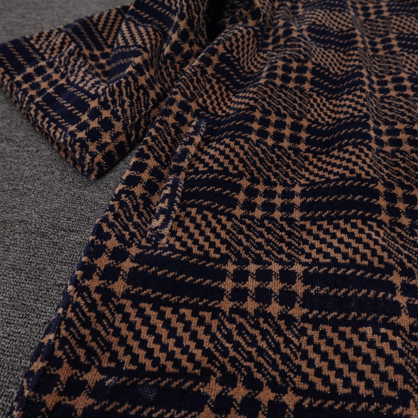 Vintage Christian Dior Robe One Size Blue Brown Terry Kimono Lounge 90s