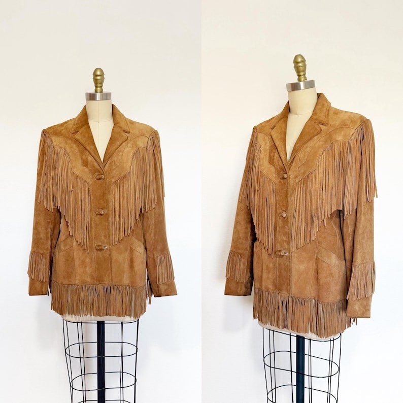 1970s Pioneer Wear Jacket / Suede Fringe Jacket / Fringe Jacket / Size Medium