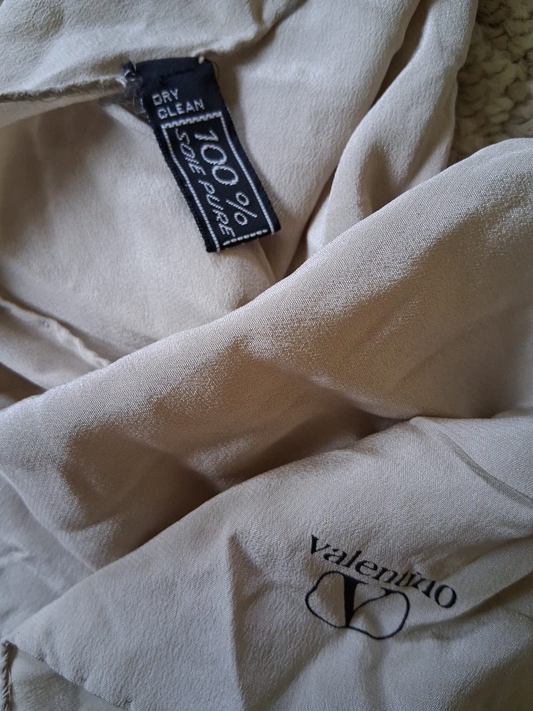 Vintage Valentino Silk Italian Square Scarf 17 X 17 Inches Hand Rolled & Sewn
