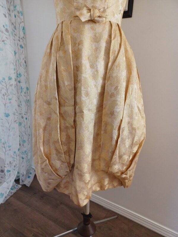 Vintage 1950’s Gold Balloon Dress From Paris Sleeveless Lorene Victor Hugo S