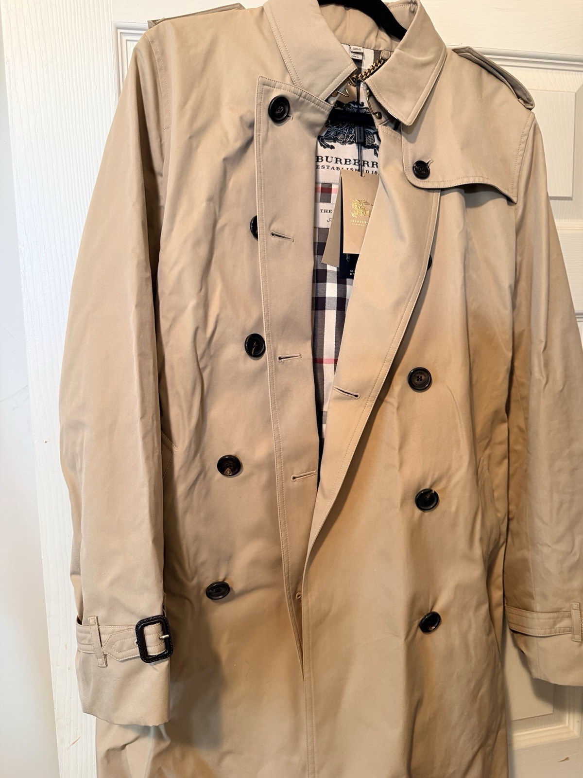 Burberry Kensington Heritage Trench Coat Honey US 16 EU 50 Made in England NWT