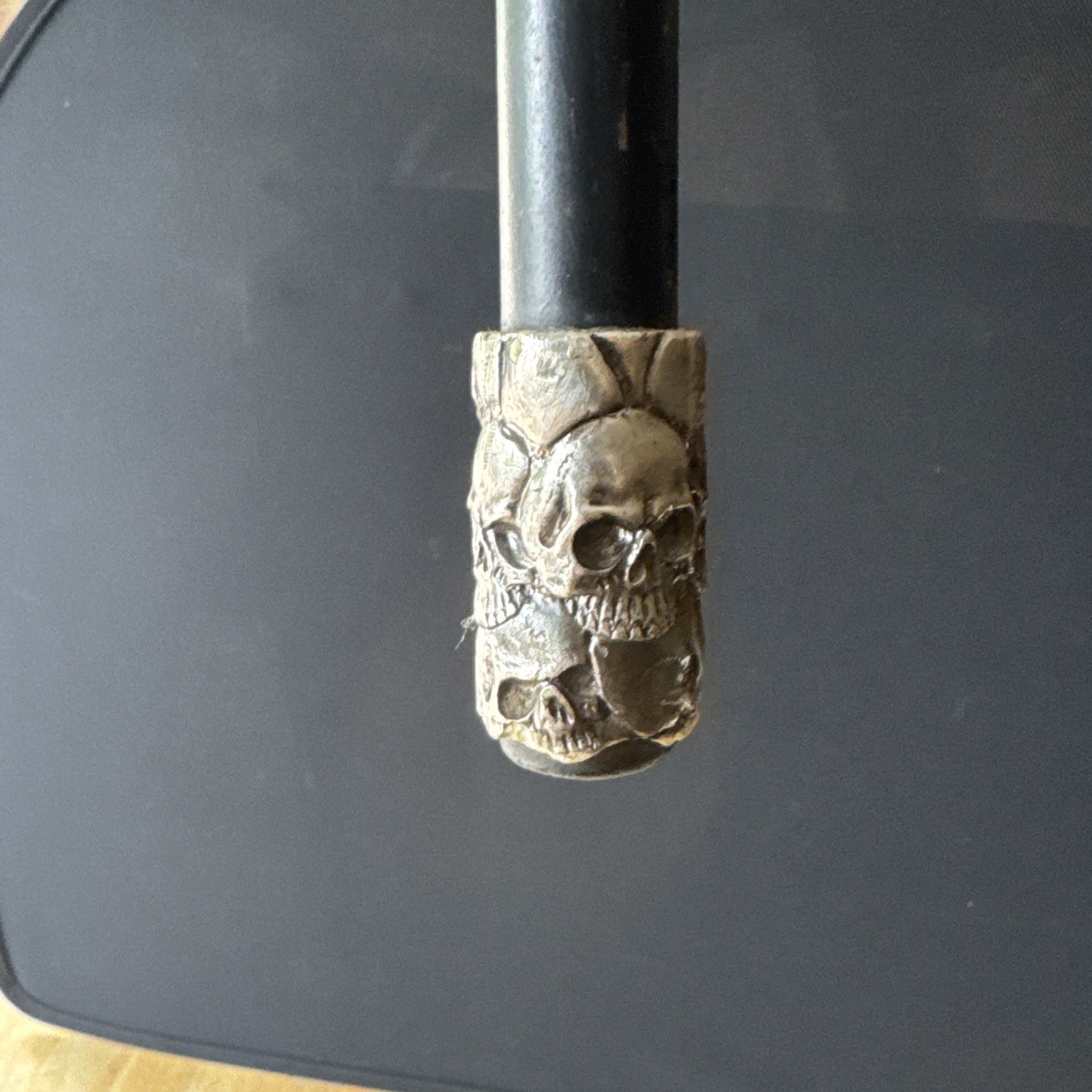 Gothic Skull Cane Metal Walking Stick Halloween Cosplay Staff 35in