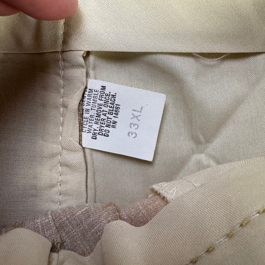 VTG 70s Tobias Fortrel Polyester Blend Pants Beige Crosshatch Dress Mens 33×36