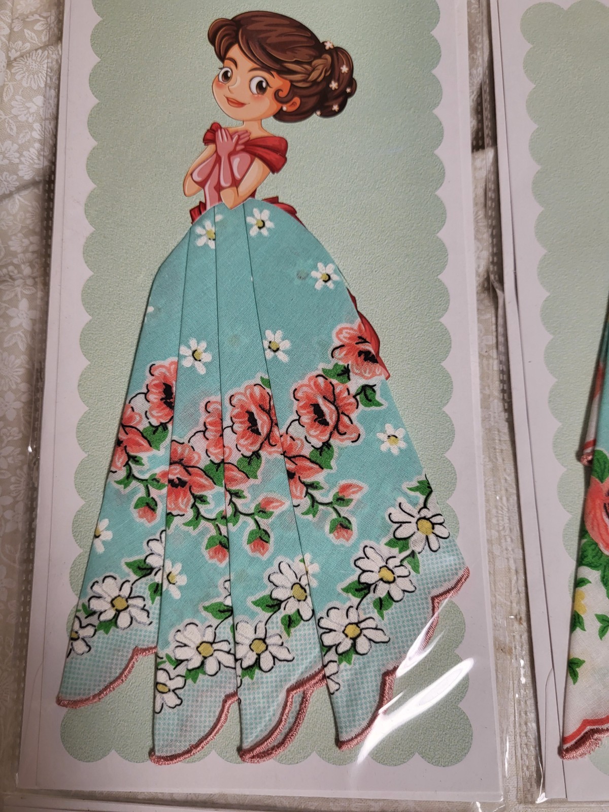 vintage hanky hankie handkerchief card; retro, full skirt, any occasion card
