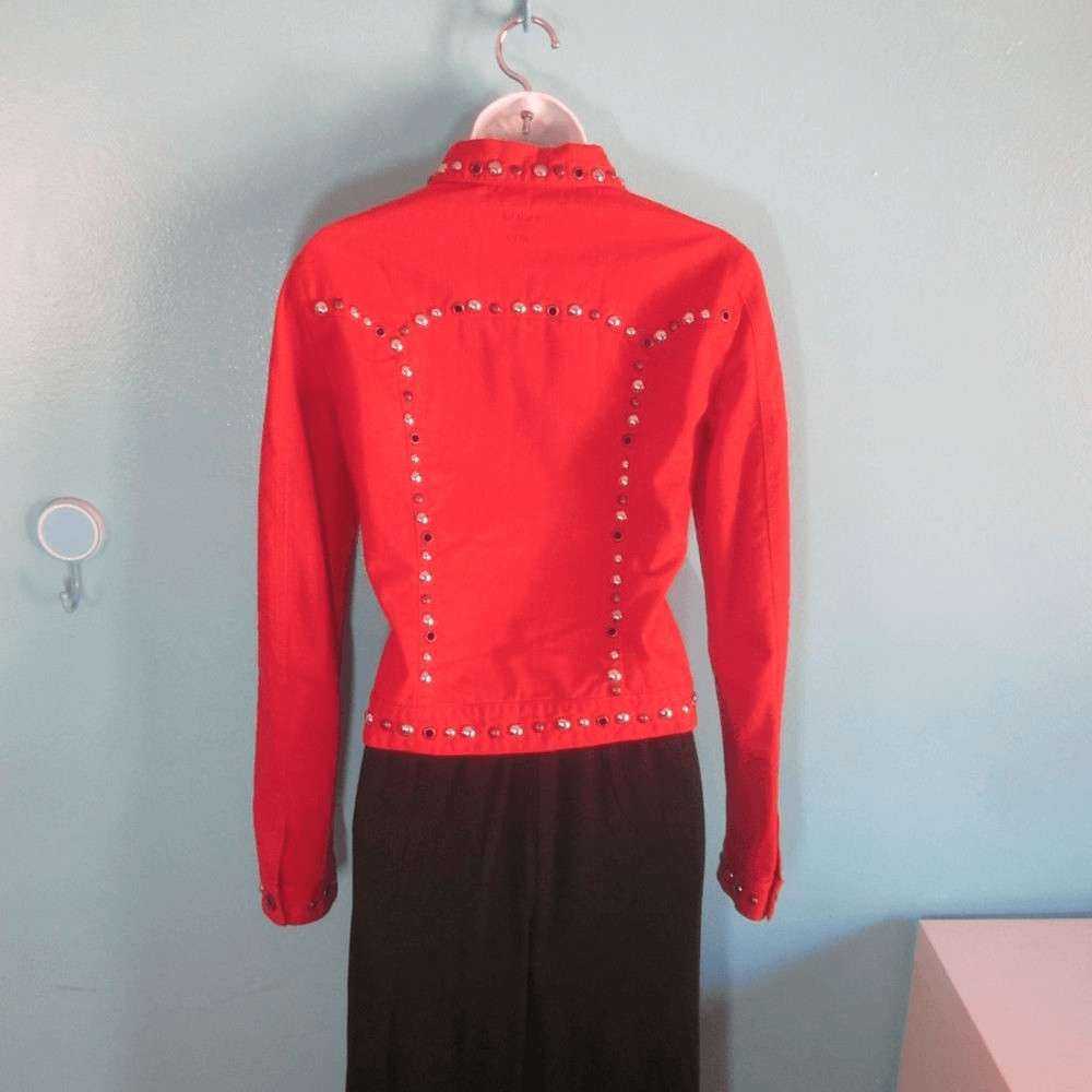 Moschino Womens Size 6 Cheap & Chic Red Embellished Cropped Jacket Made in Italy