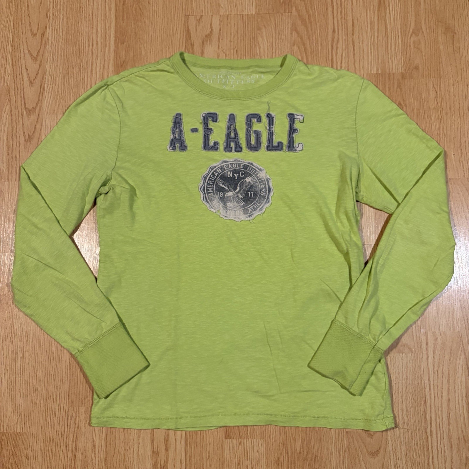 American Eagle Outfitters Vintage Fit Green Cotton Long Sleeve Shirt Mens Small