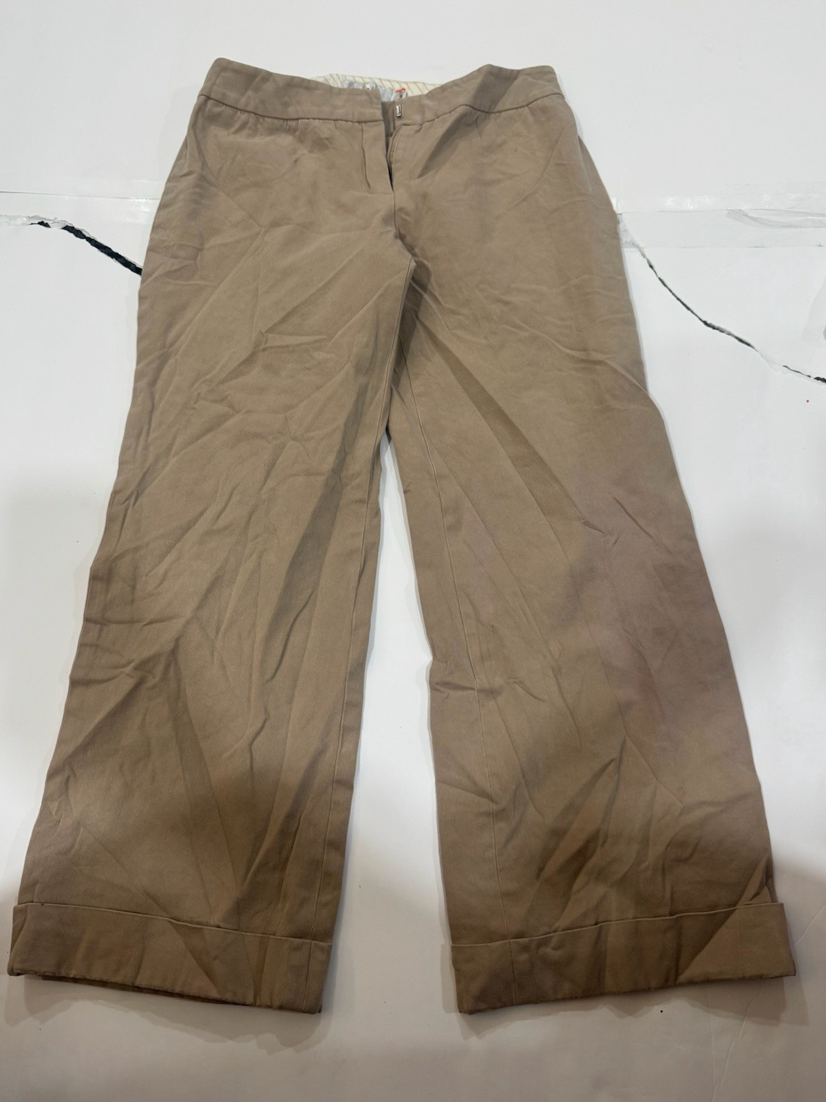 Vintage WY? Womens Pants Size 2 Khaki Cotton Blend Cuffed Made in the USA