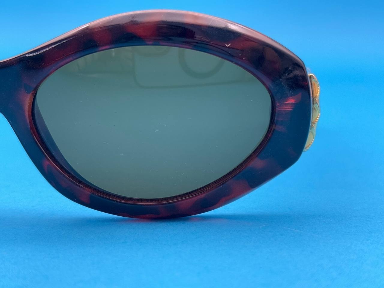 Vintage Rochas Paris 9018 C3 Oval Sunglasses Dark Havana France Gold Logo
