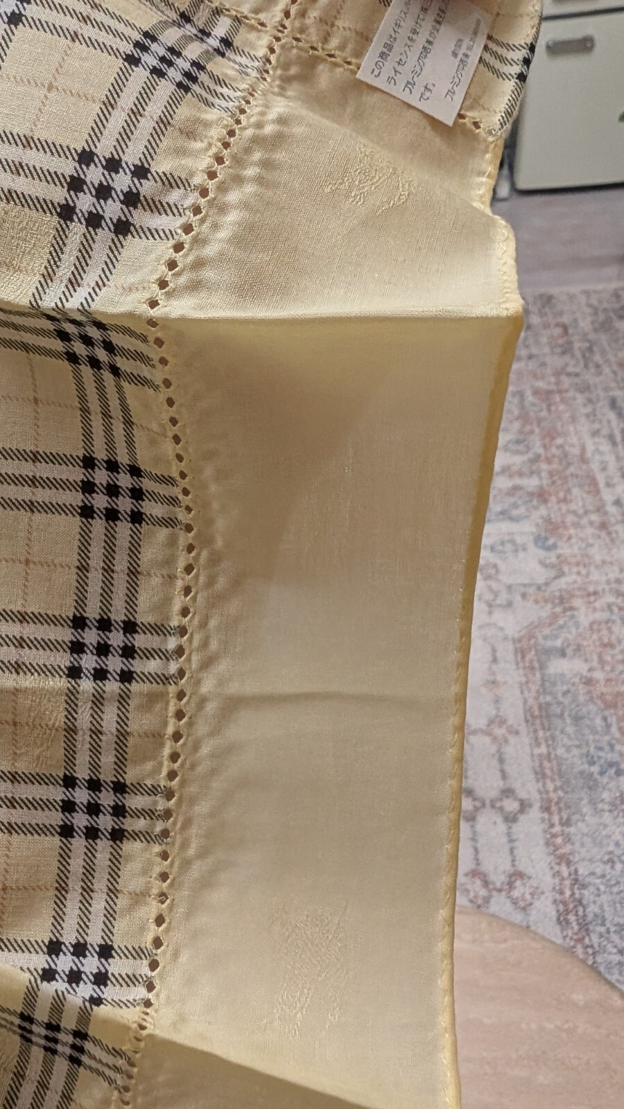 Burberry Vintage Cotton Handkerchief Check Yellow Blue 19 x 19 inches