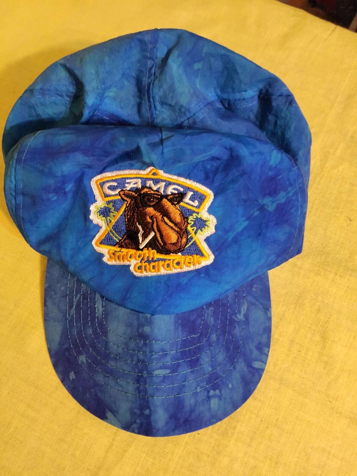 Vintage Camel Cigarettes Smooth Character Blue Tie Dye Adjustable Hat Cap