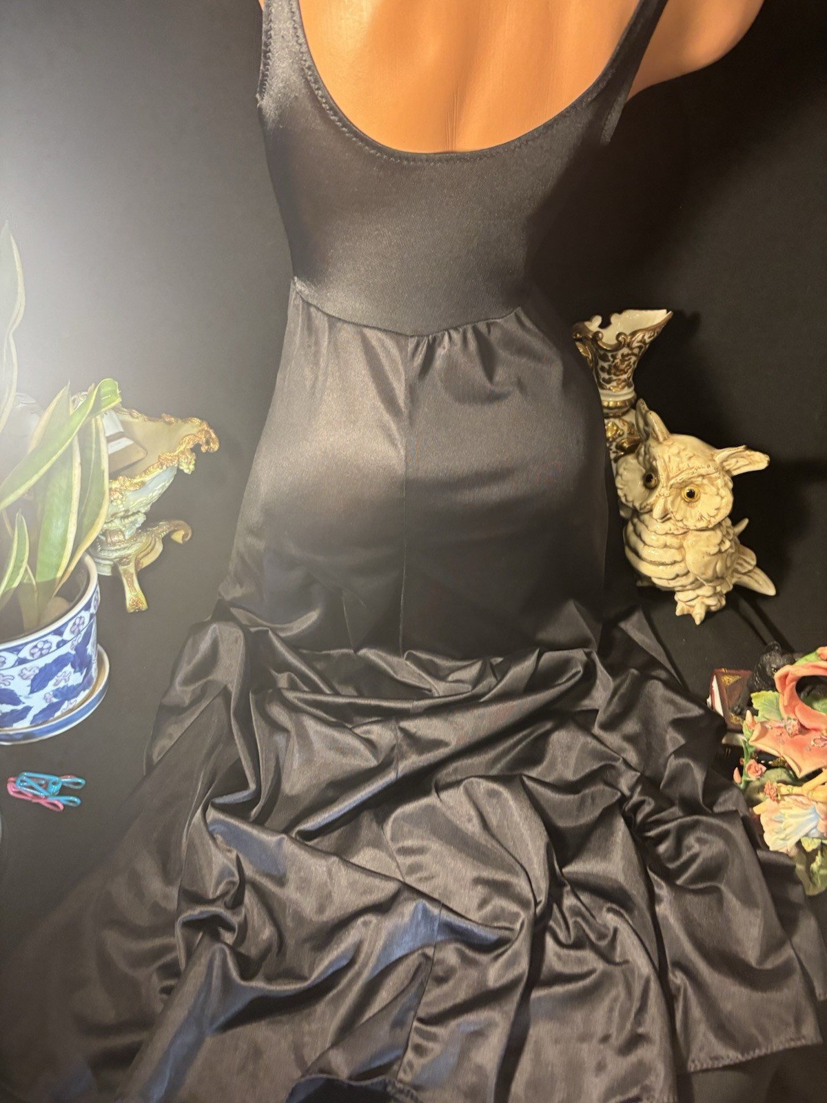 VTg FULL Sweep Lace Top BLACK Nylon Nightgown Negligee olga esque
