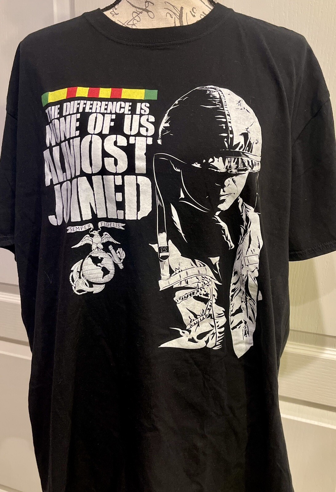 Vintage Marines Semper Fi Difference is NONE OF US ALMOST JOINED Blk 2XL T-shirt