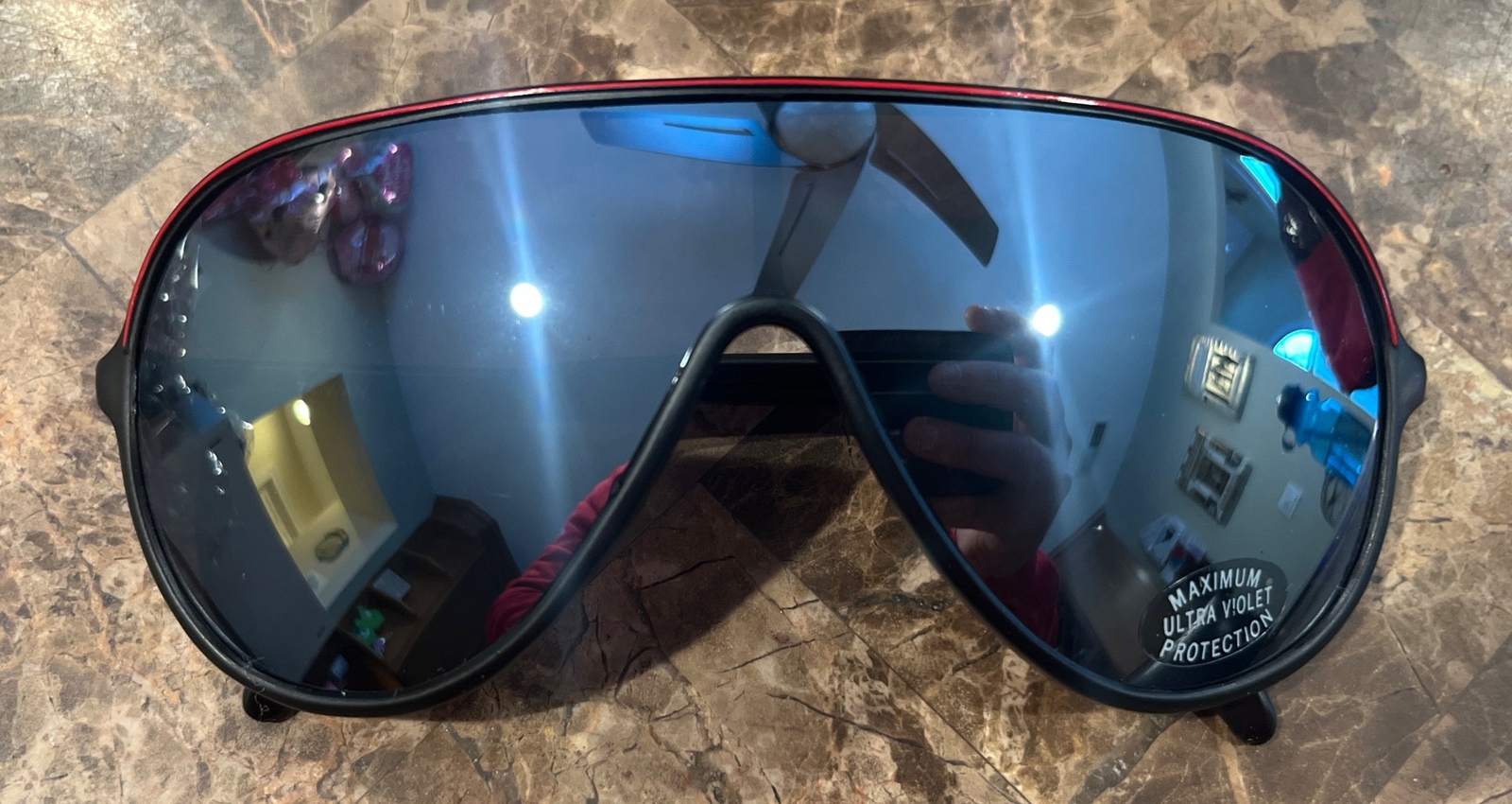 Original 1980’s Aviator Black & Red Pinstripe Frame 100% UV IFR Sunglasses NOS