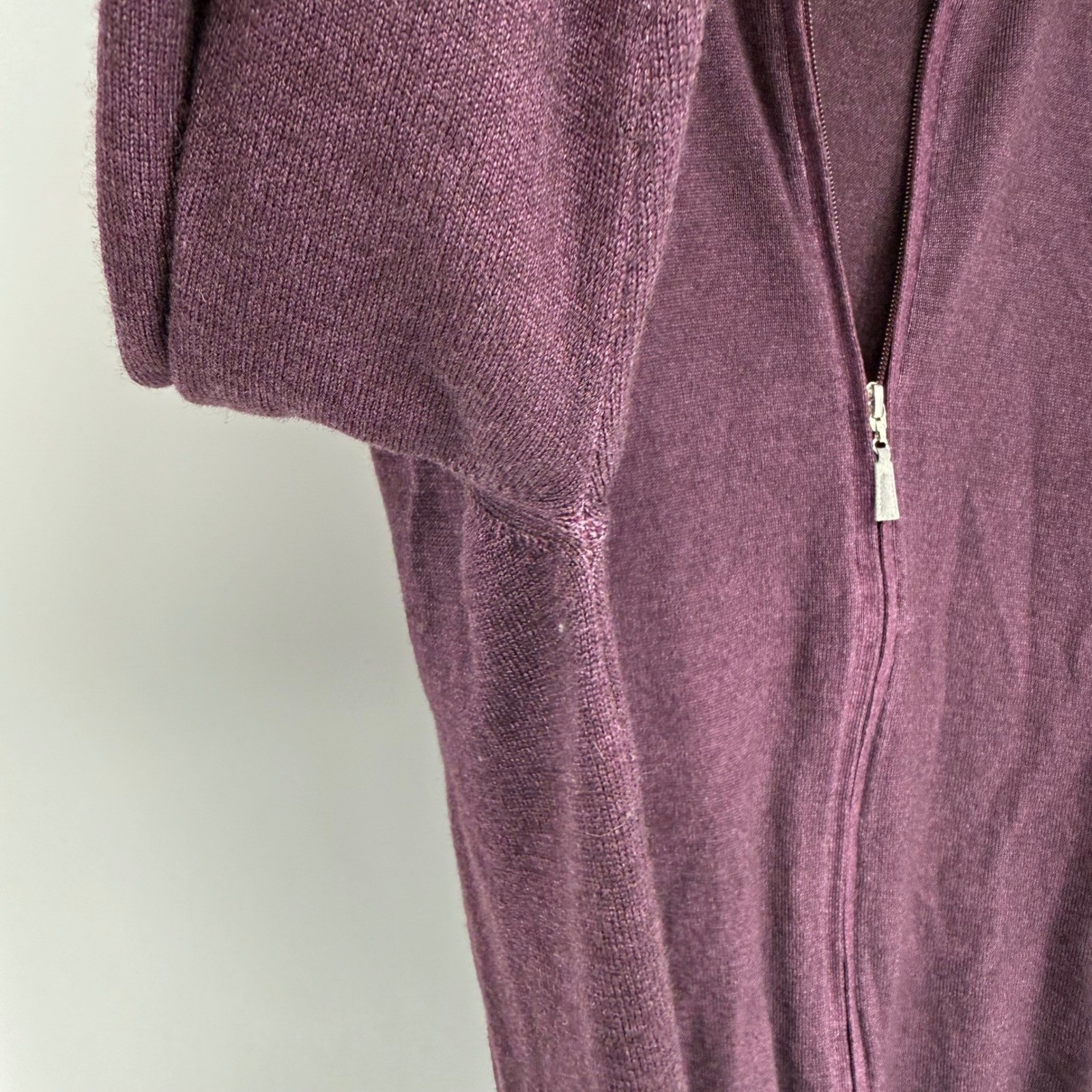 GRAN SASSO VINTAGE DEEP PLUM FULL ZIP CARDIGAN 56 100% VIRGIN WOOL SMART CASUAL