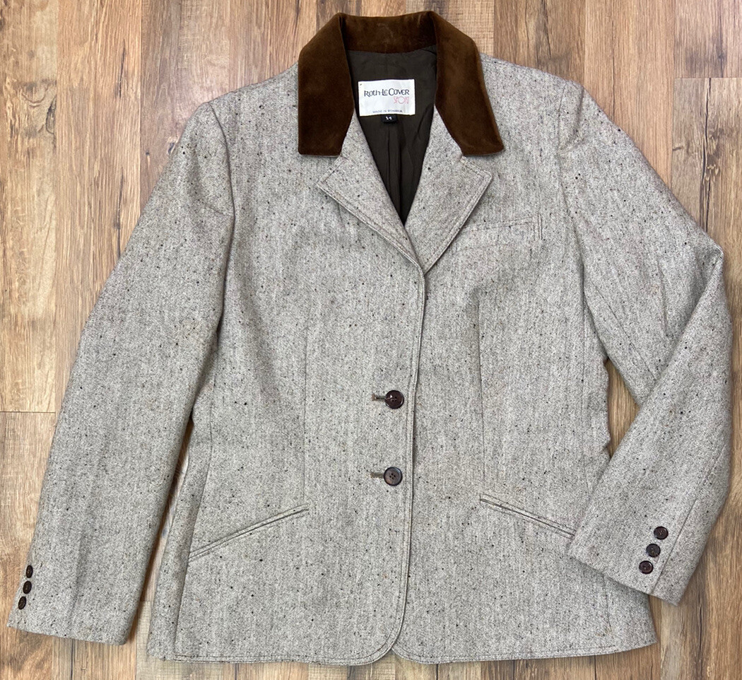 Vintage Roth-Le Cover Sport Wool Blend Skirt Suit Women’s Size 14 Brown Romania
