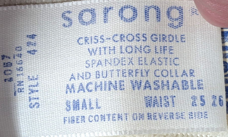 Vintage 1962 Sarong Small 25-26 White Open Bottom Criss Cross Pull On Girdle 424