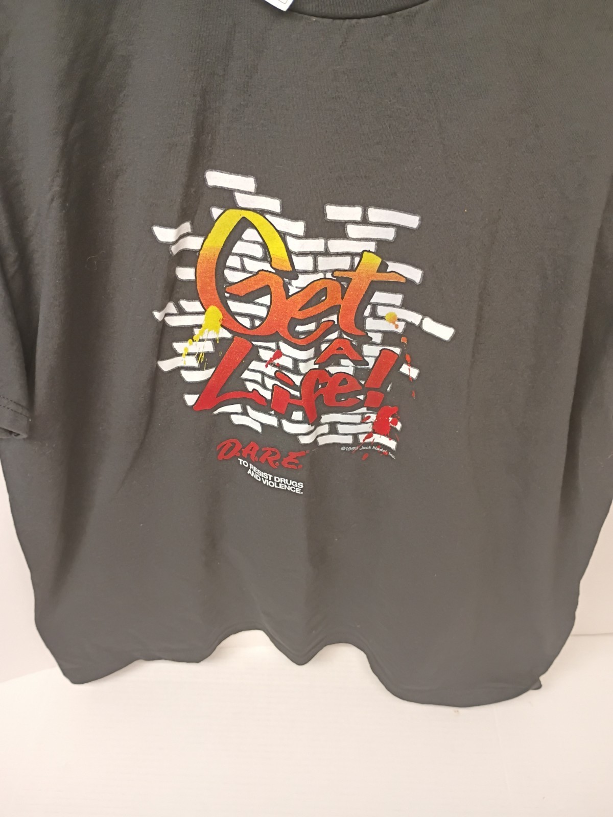 Fruit of the Loom Best XL Black D.A.R.E. “Get a Life” 90s Vintage T-Shirt