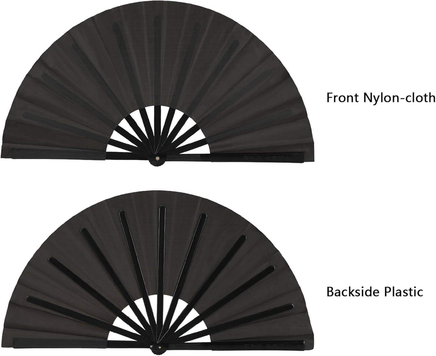 2 Pack Large Folding Rave Fans for Women Men, Nylon Hand Fans Loud Snap Sound Fo