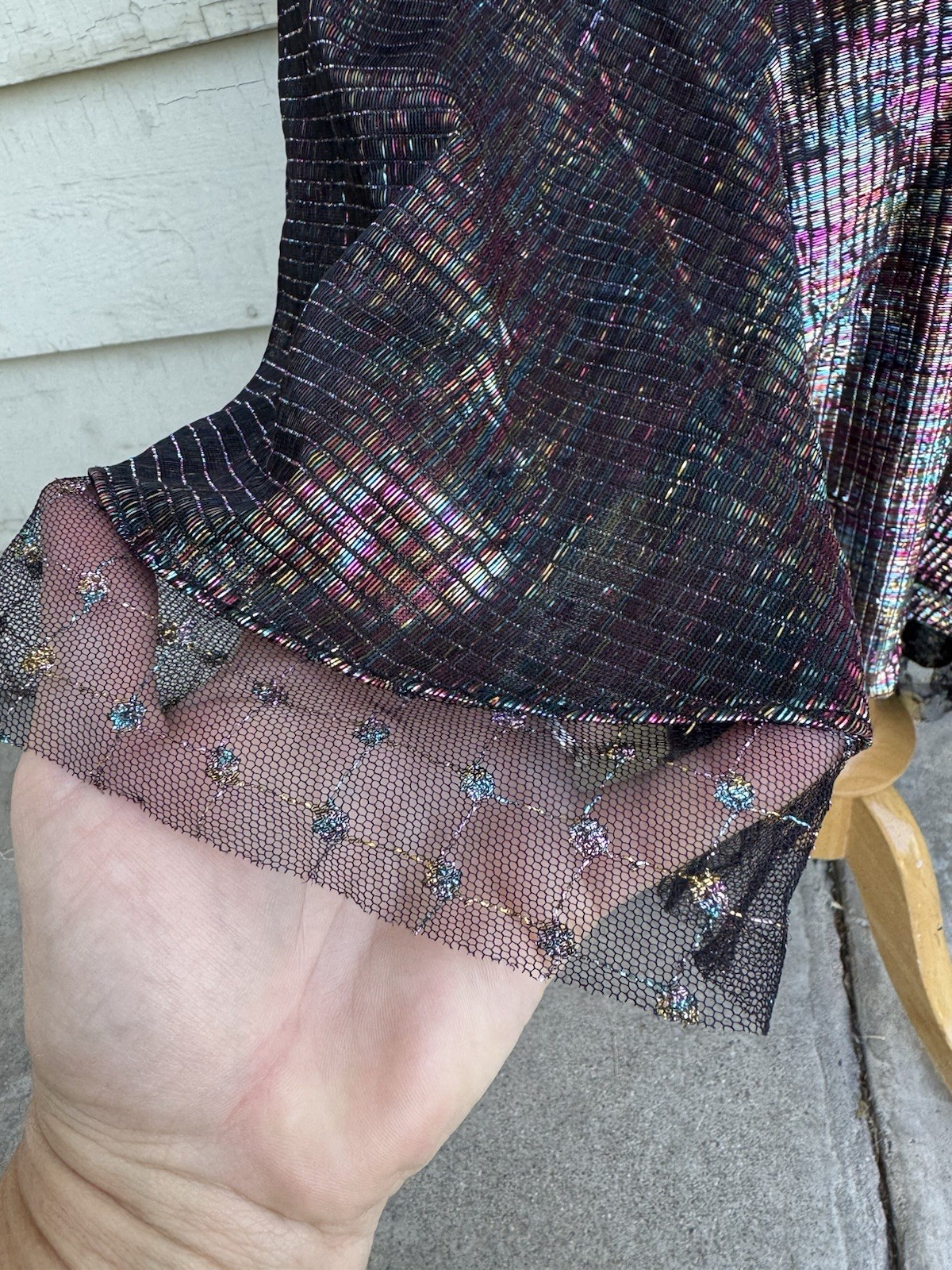 Vtg 70’s New Leaf Samir One Shoulder Shimmery Metallic Mermaid Disco Dress S