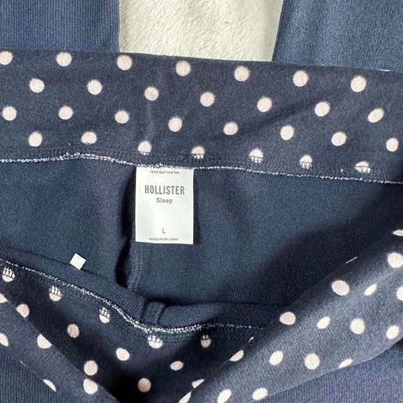 NWT Hollister navy blue polka dot logo fold over flare sweatpants Y2K vintage