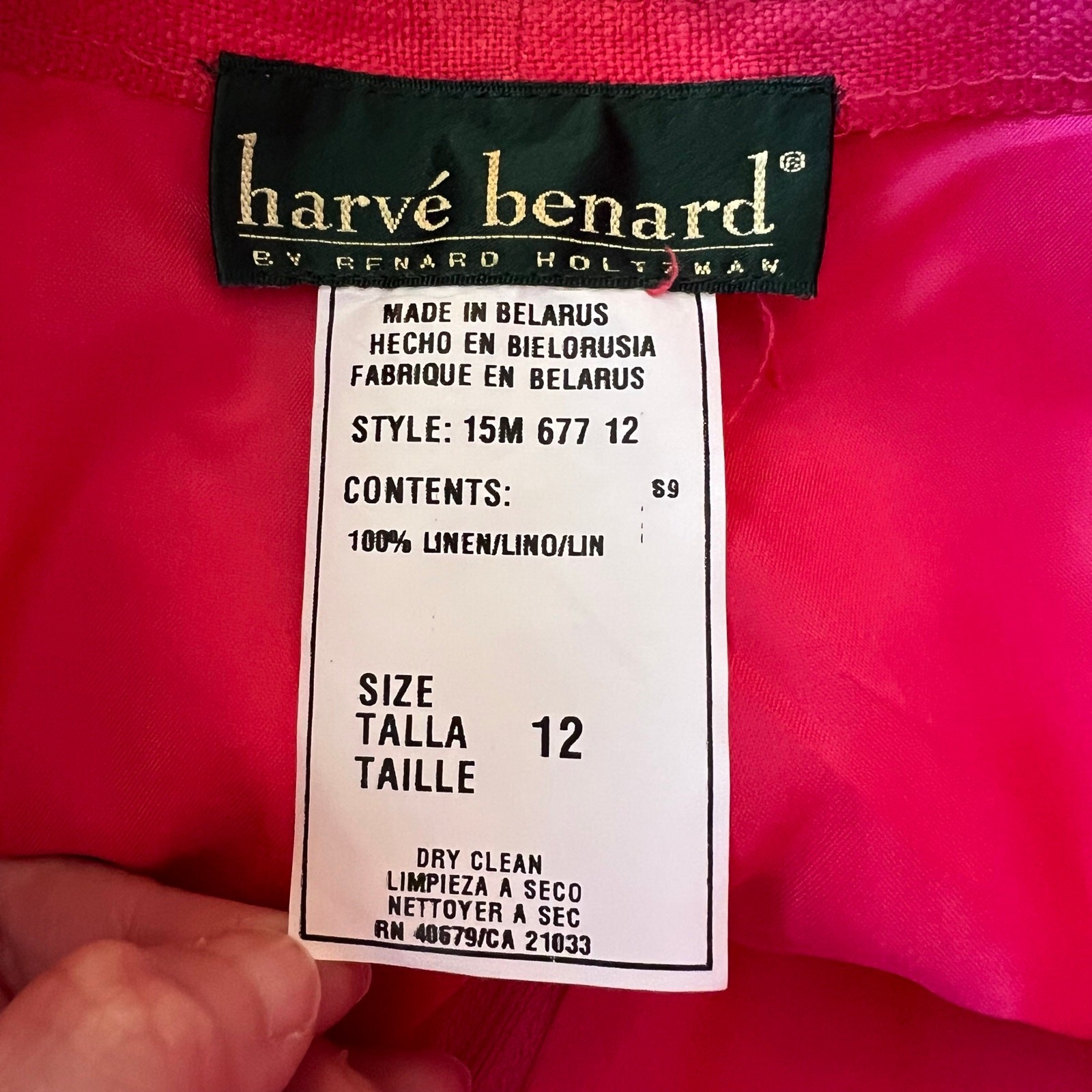 NWT Vintage 90s Harvé Benard Hot Pink 100% Linen High-Waisted Pleated Trousers 8
