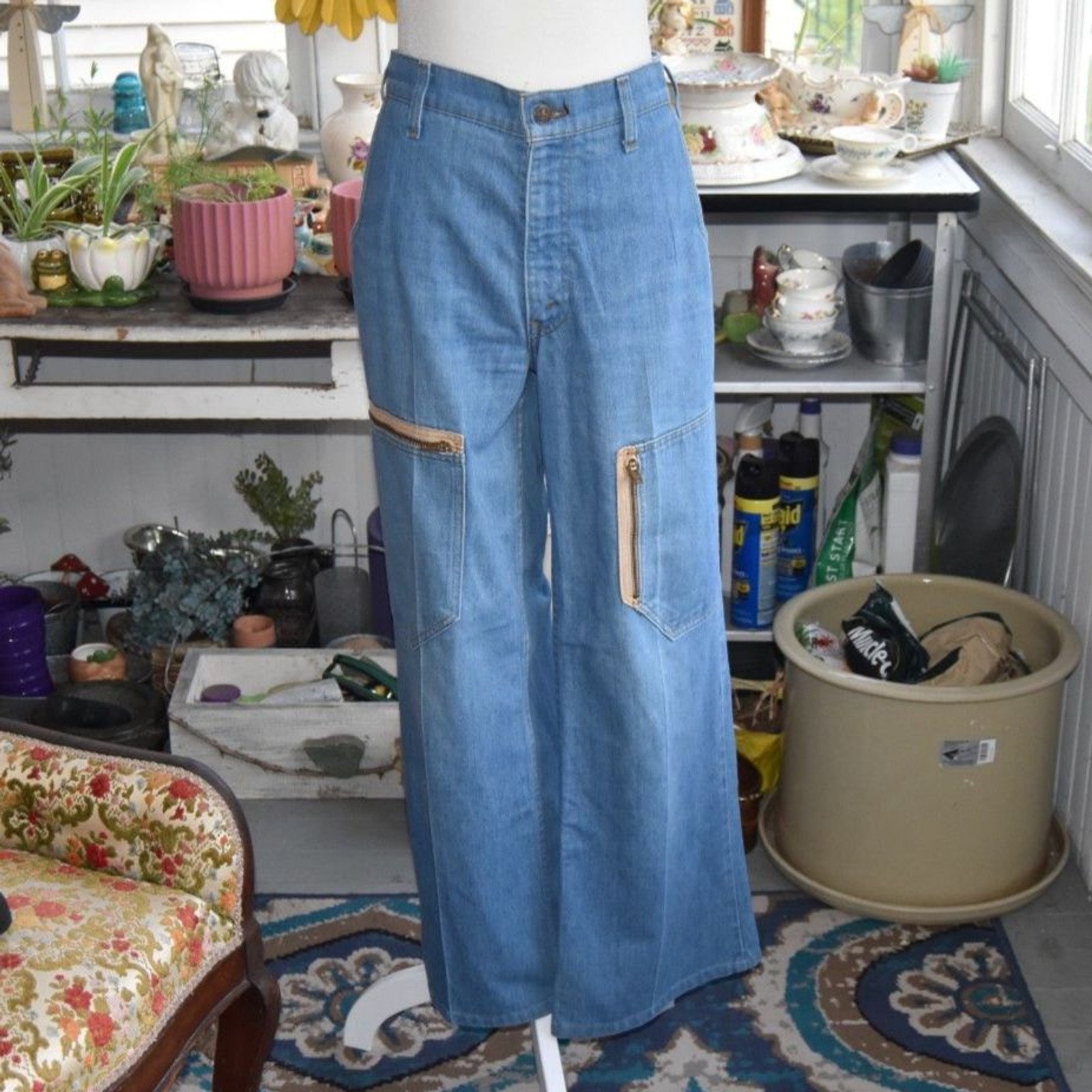 Vintage 70s Levi’s Orange Tab Wide Leg Cargo Jeans High Rise 32×27.5 USA