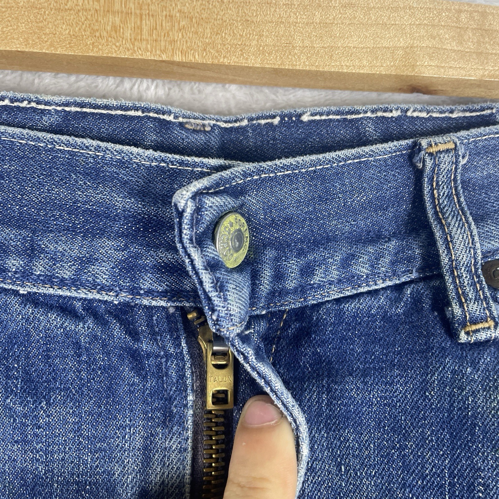 Vintage 50s Penneys Foremost Selvedge Denim Jeans Mens 32×28 Repaired 1950s Hole