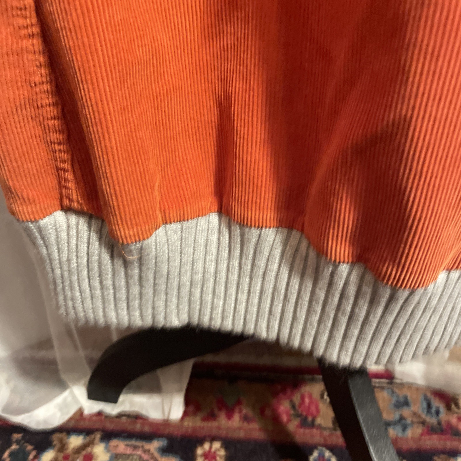Luis Trenker Corduroy Utility Skirt Orange Leather Detail Pockets Sweater Hem
