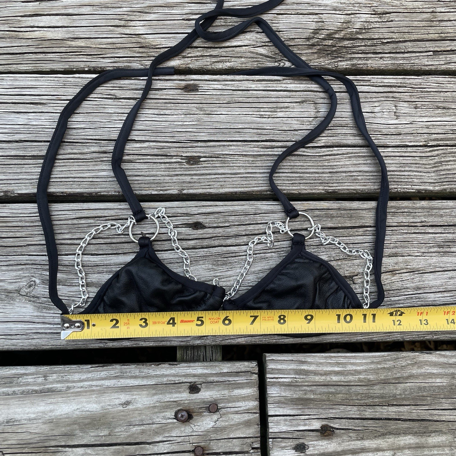 Vtg Leather Gossip Metal Tank Top Bra Glam Rock Goth Grunge Punk Sexy Size S