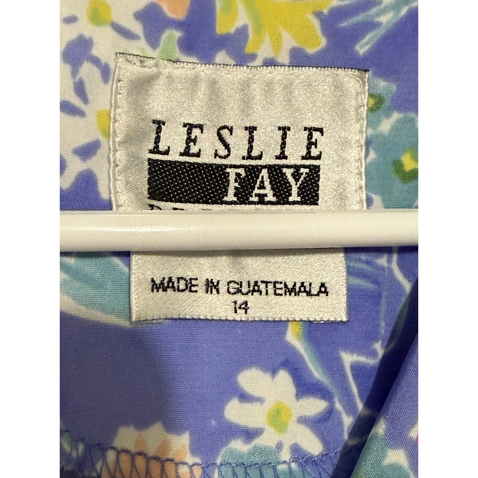 Vintage 80s Leslie Fay Floral Garden Print Belted Midi Dress Blue Purple Size 14