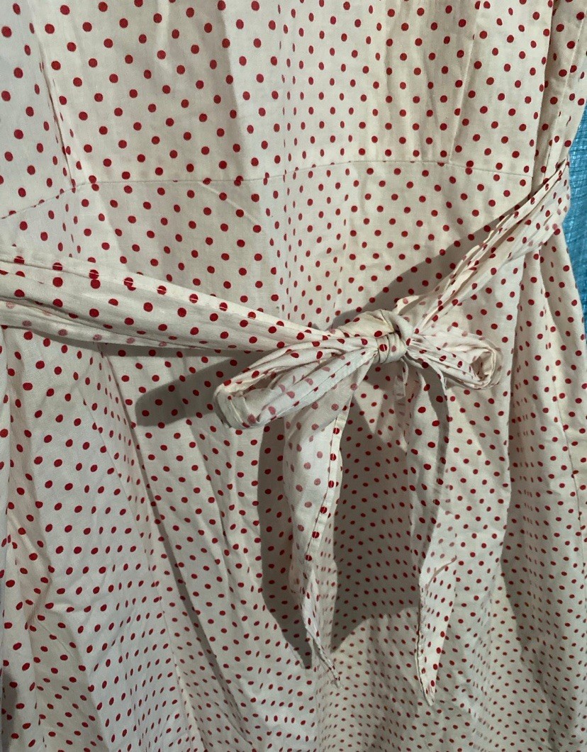 Rare HTF 40s Or 50s Vintage Fruit Of The Loom Cotton Polka Dot Dress Rockabilly