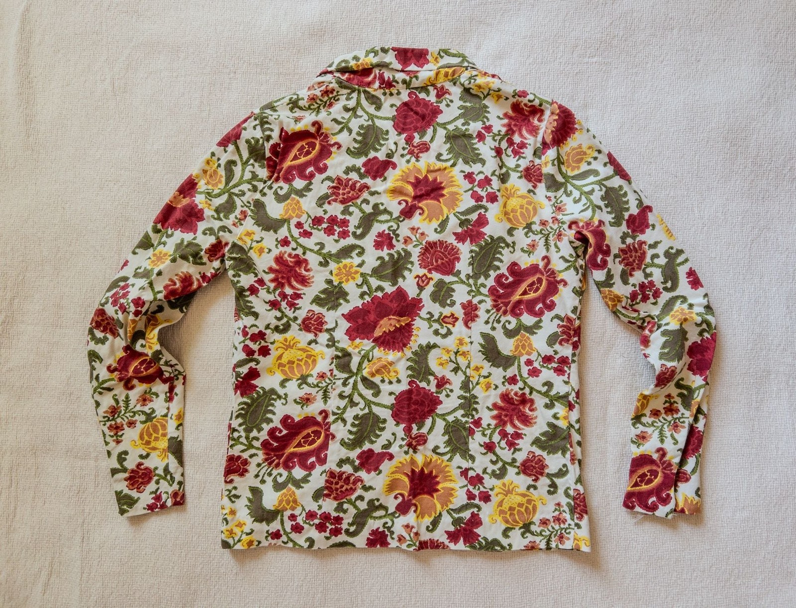 Vtg 1967-69 H Bar C California Ranchwear Floral Shirt Loop Collar Cotton Western